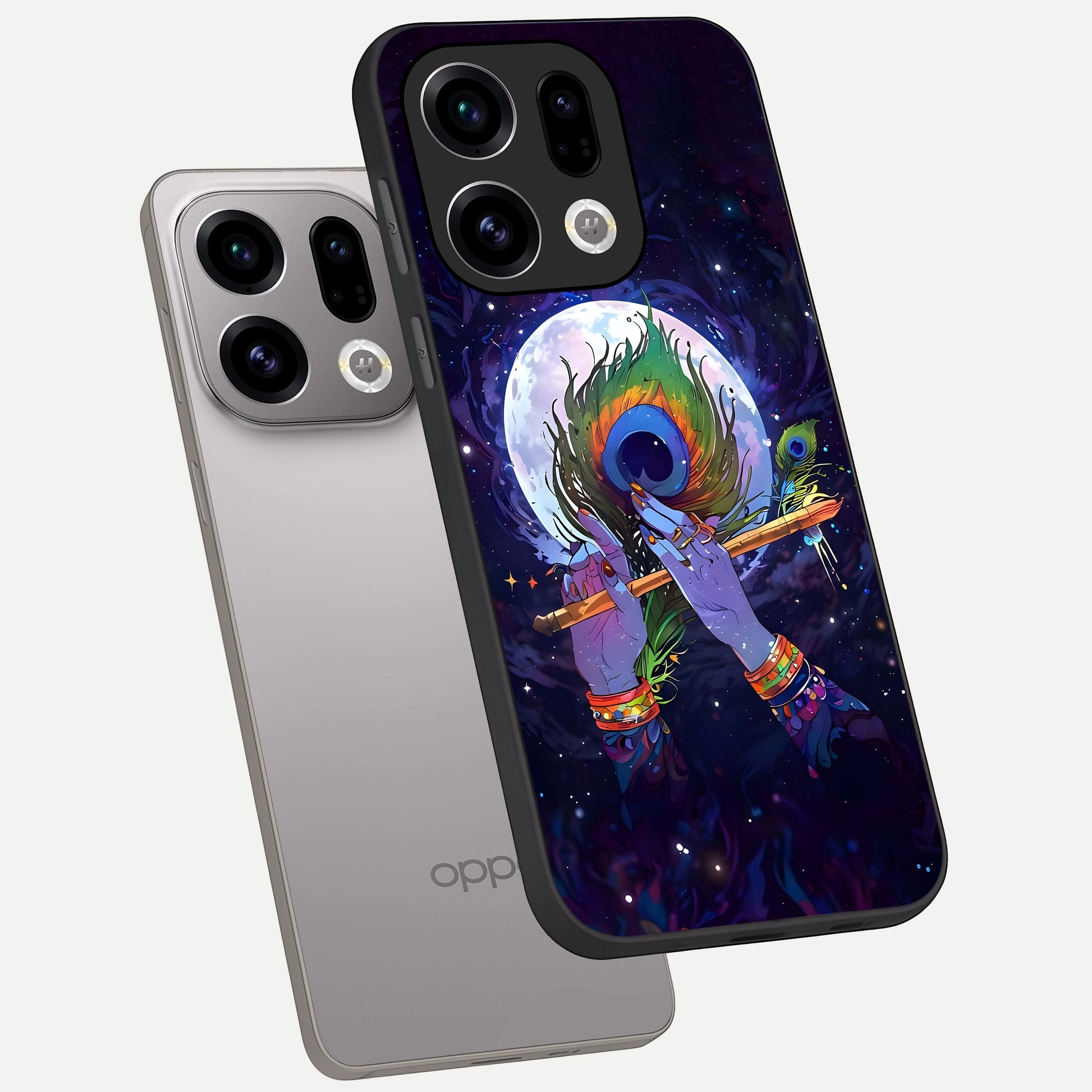  Krishna Hands Art phone case For Oppo Find X9 showing premium glass back cover with detailed artwork