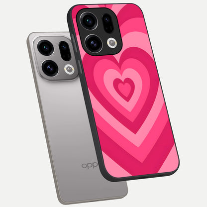  Layered Love Hearts phone case For Oppo Find X9 showing premium glass back cover with detailed artwork