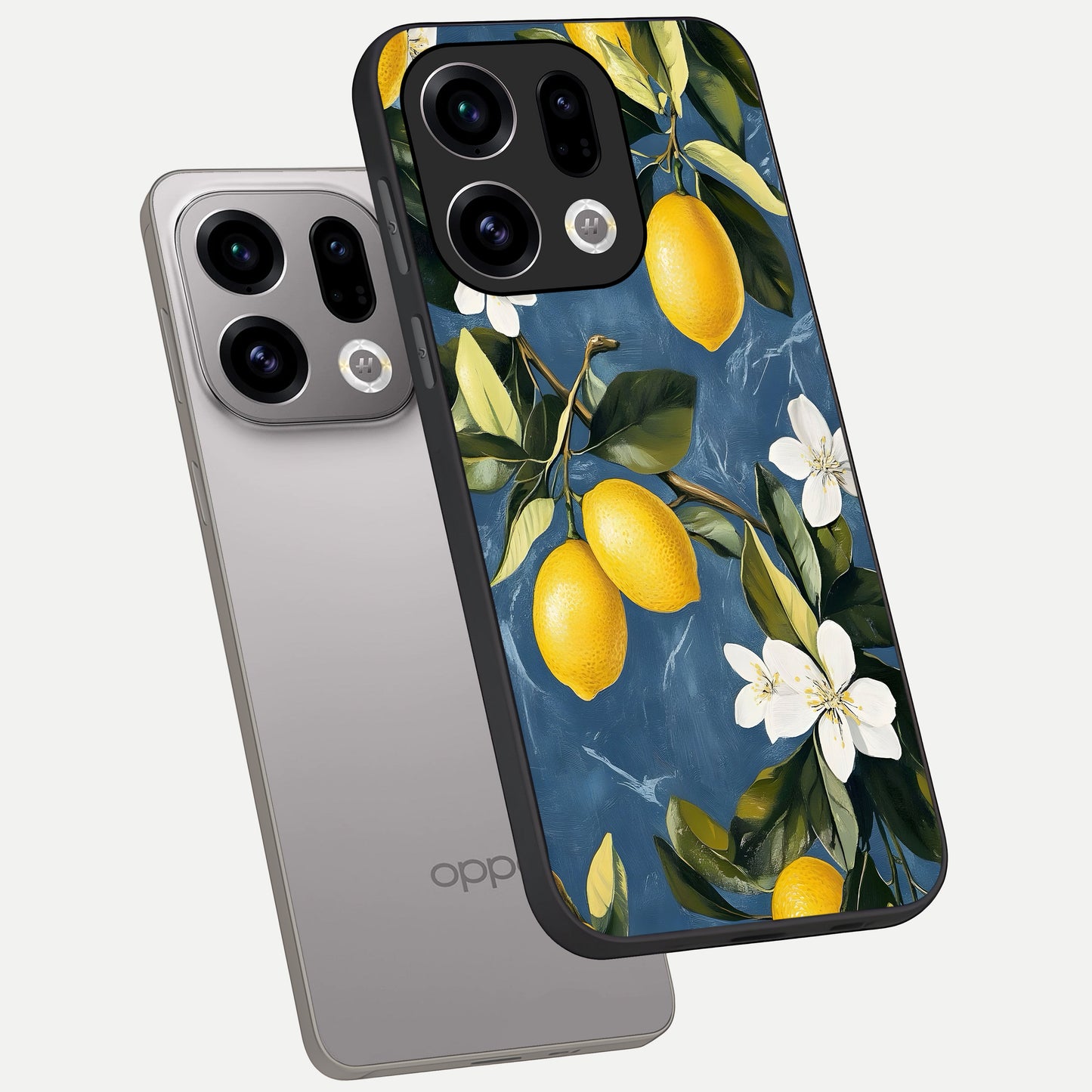  Lemon Dream Garden phone case For Oppo Find X9 showing premium glass back cover with detailed artwork