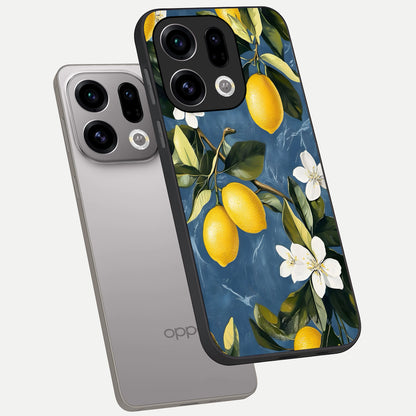  Lemon Dream Garden phone case For Oppo Find X9 showing premium glass back cover with detailed artwork
