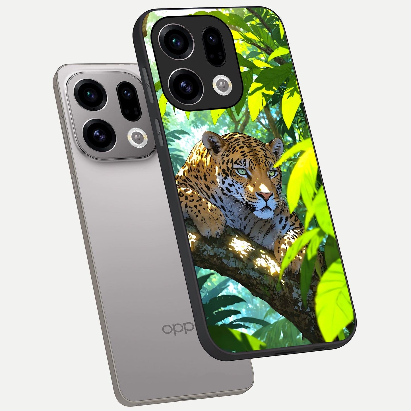  Leopard in Jungle phone case For Oppo Find X9 showing premium glass back cover with detailed artwork