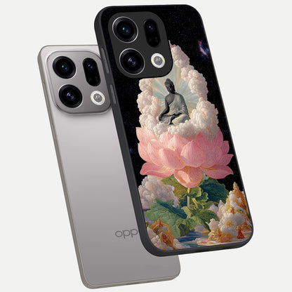  Lotus Divine Peace phone case For Oppo Find X9 showing premium glass back cover with detailed artwork