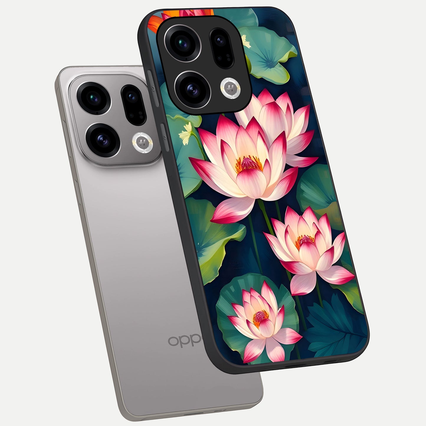  Lotus Dream Serenity phone case For Oppo Find X9 showing premium glass back cover with detailed artwork