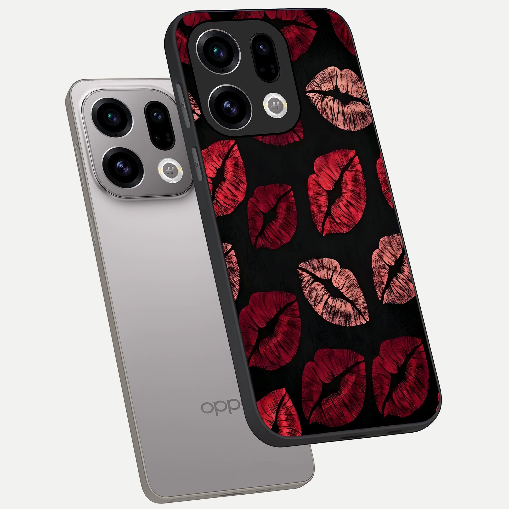  Midnight Kiss Love phone case For Oppo Find X9 showing premium glass back cover with detailed artwork