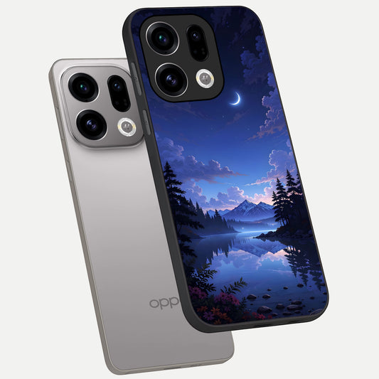  Midnight Lake Peace phone case For Oppo Find X9 showing premium glass back cover with detailed artwork