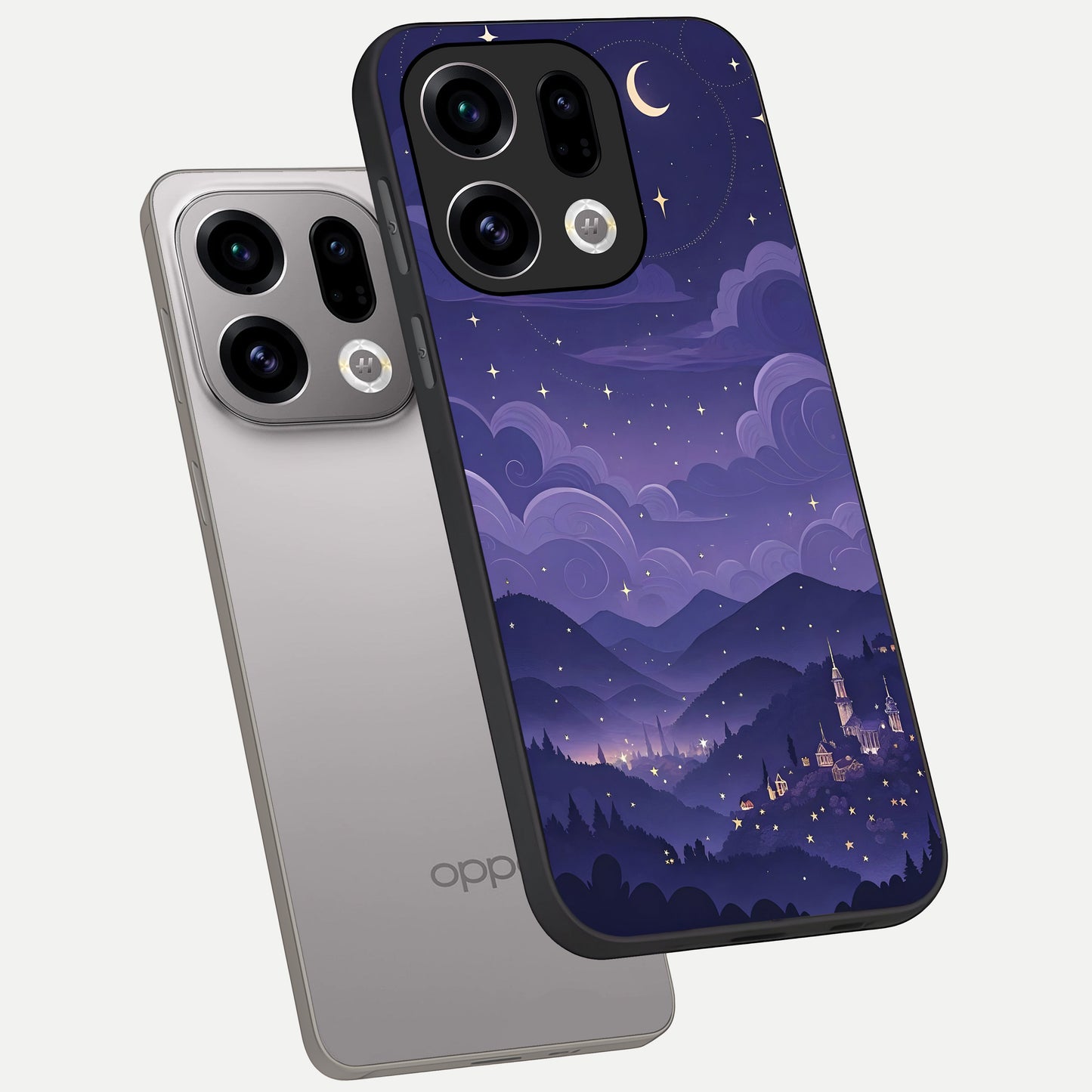  Minimal Night View phone case For Oppo Find X9 showing premium glass back cover with detailed artwork