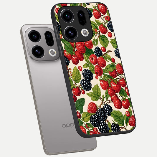 Mixed Berry Collage phone case For Oppo Find X9 showing premium glass back cover with detailed artwork