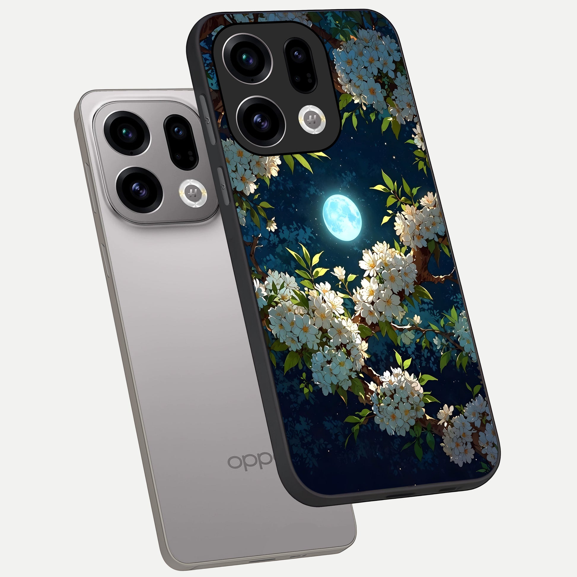  Moonlit Blossom Dream phone case For Oppo Find X9 showing premium glass back cover with detailed artwork