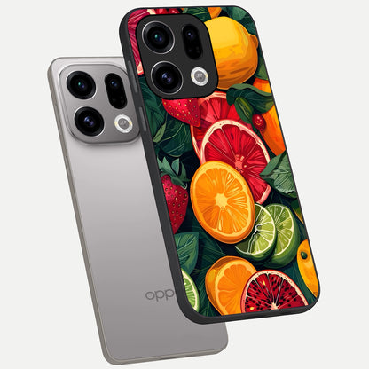  Multiple Fruits phone case For Oppo Find X9 showing premium glass back cover with detailed artwork