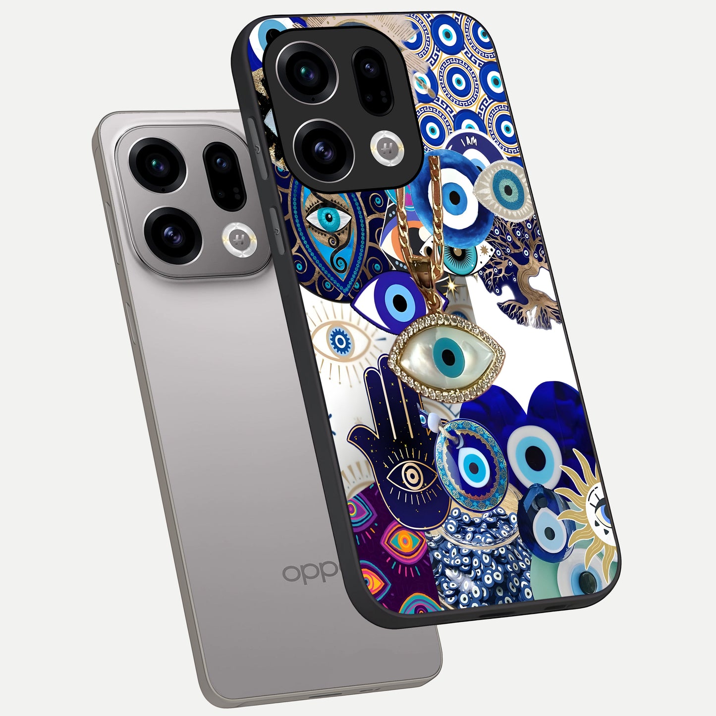  Mystic Charm Eye phone case For Oppo Find X9 showing premium glass back cover with detailed artwork