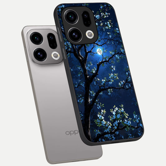  Mystic Floral Night phone case For Oppo Find X9 showing premium glass back cover with detailed artwork