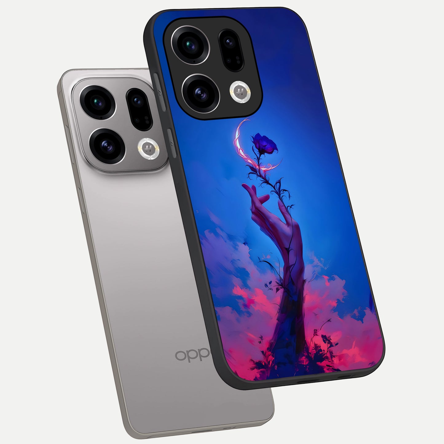  Mystic Hand phone case For Oppo Find X9 showing premium glass back cover with detailed artwork