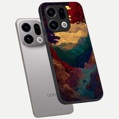  Mystic Valley Light phone case For Oppo Find X9 showing premium glass back cover with detailed artwork