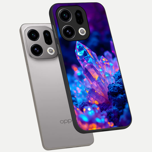  Neon Aura Shards phone case For Oppo Find X9 showing premium glass back cover with detailed artwork