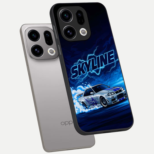  Neon Drift Beast phone case For Oppo Find X9 showing premium glass back cover with detailed artwork