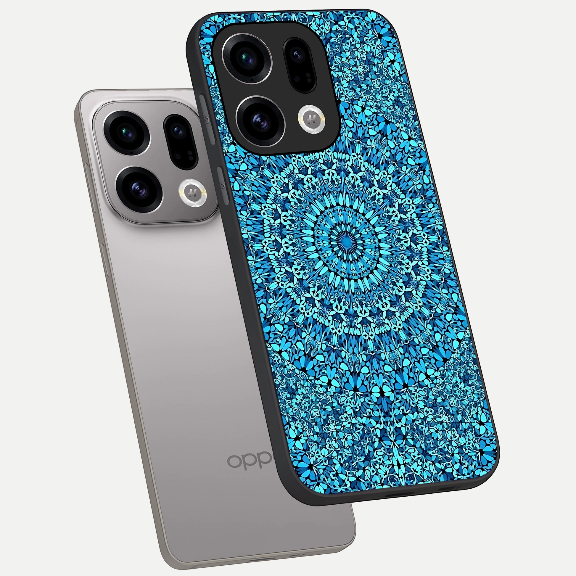  Ocean Bloom Mandala phone case For Oppo Find X9 showing premium glass back cover with detailed artwork