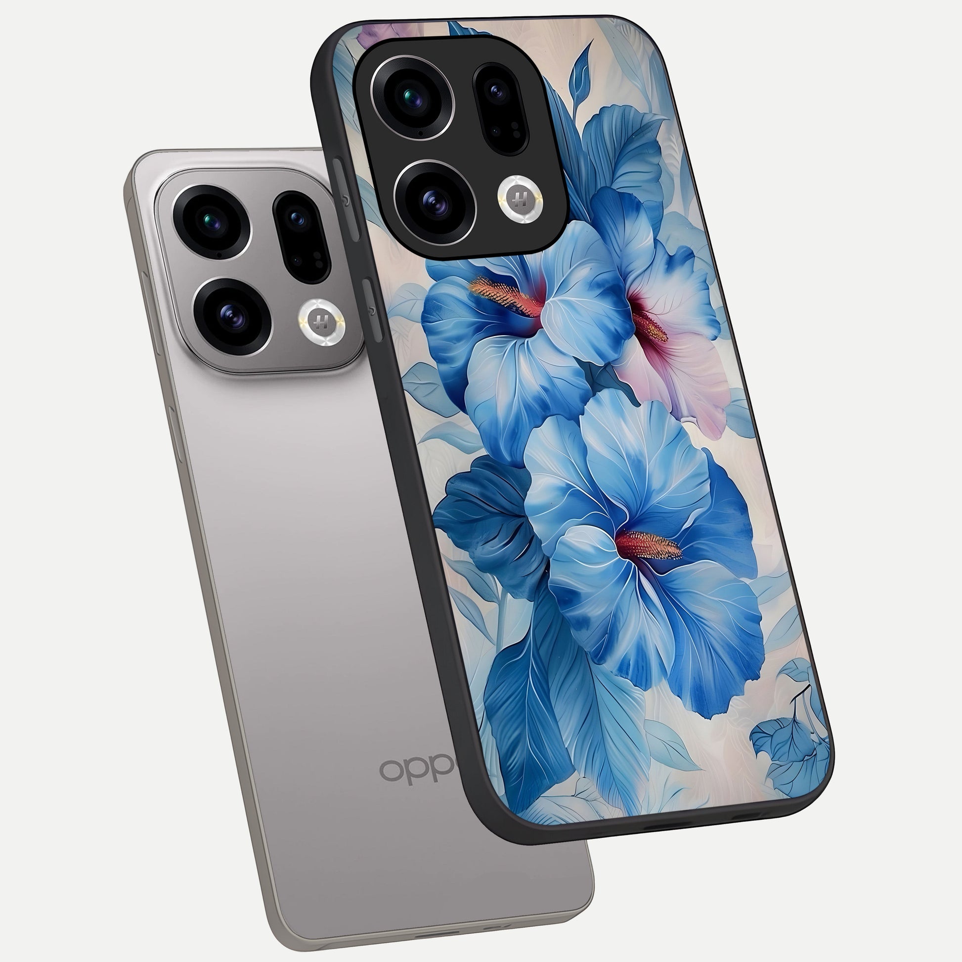  Ocean Hibiscus Grace phone case For Oppo Find X9 showing premium glass back cover with detailed artwork