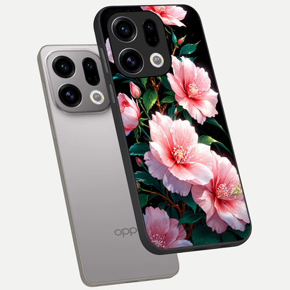  Peach Flower phone case For Oppo Find X9 showing premium glass back cover with detailed artwork