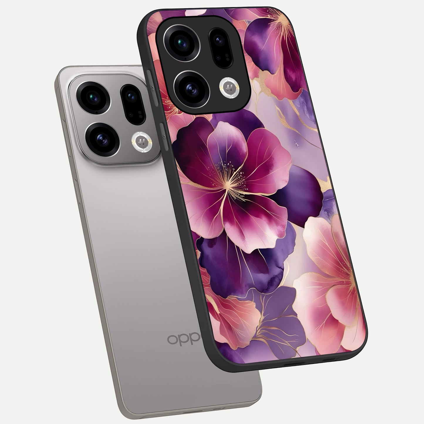  Pink Bouquet Florals phone case For Oppo Find X9 showing premium glass back cover with detailed artwork