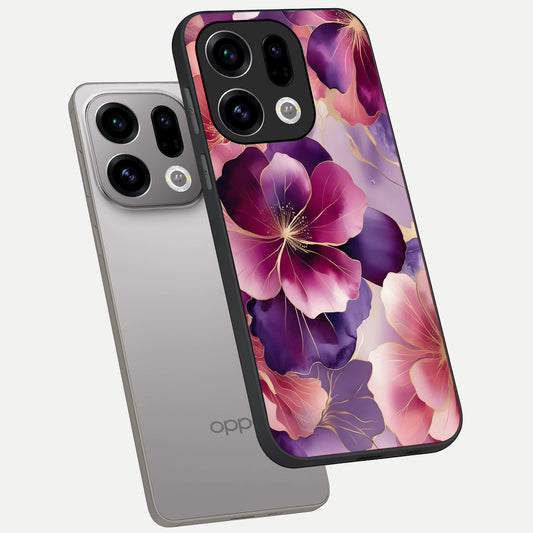  Pink Bouquet Florals phone case For Oppo Find X9 showing premium glass back cover with detailed artwork