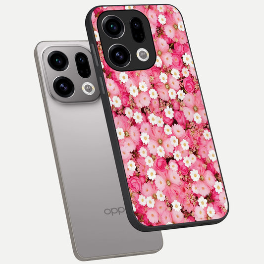  Pink Daisy Bliss phone case For Oppo Find X9 showing premium glass back cover with detailed artwork