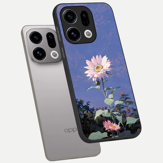  Pink Shells Outline phone case For Oppo Find X9 showing premium glass back cover with detailed artwork