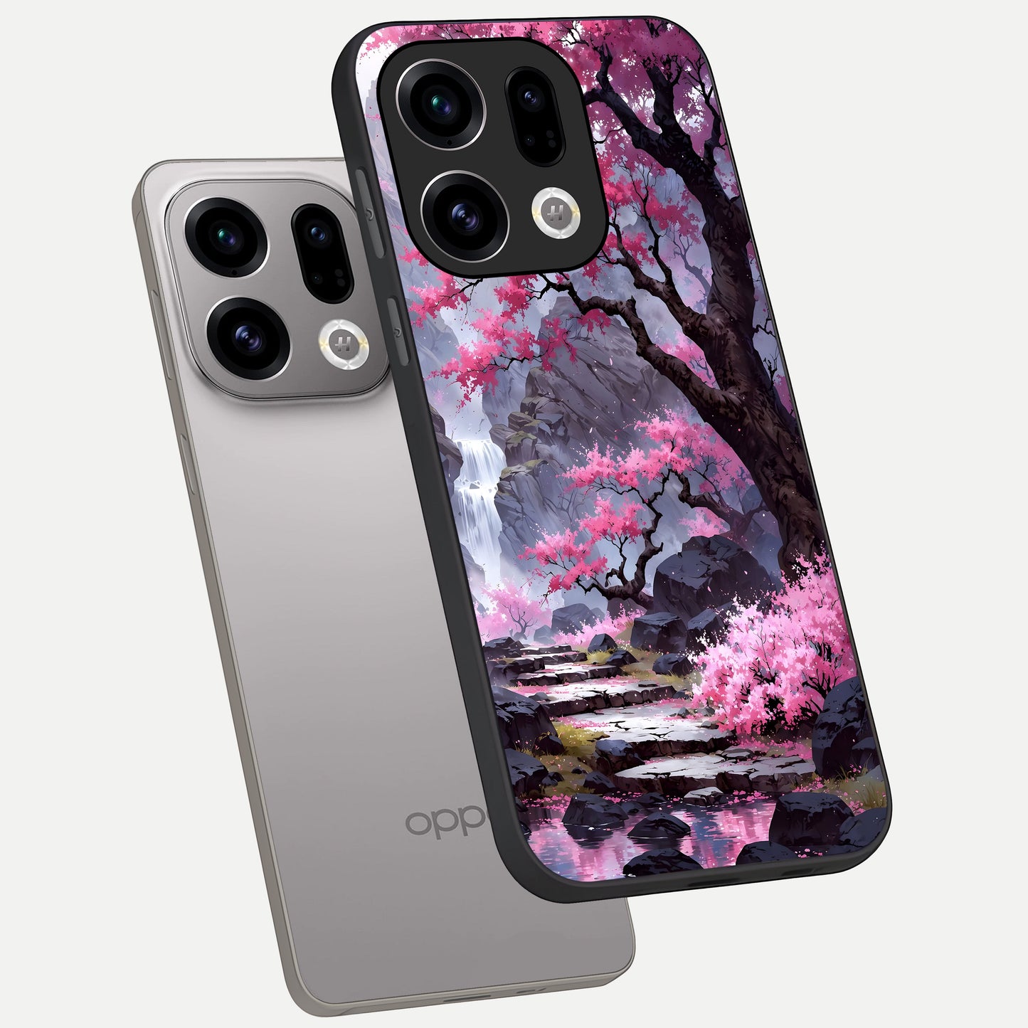  Pink Sunflower Glow phone case For Oppo Find X9 showing premium glass back cover with detailed artwork