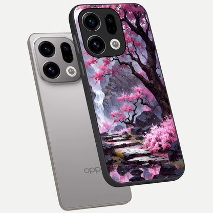  Pink Sunflower Glow phone case For Oppo Find X9 showing premium glass back cover with detailed artwork