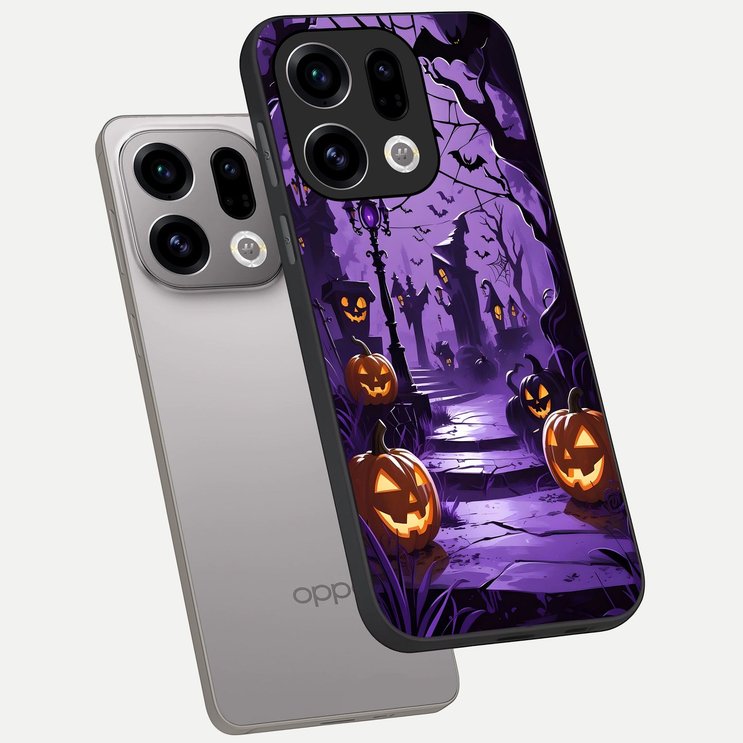 Pumpkin Patch Halloween phone case For Oppo Find X9 showing premium glass back cover with detailed artwork