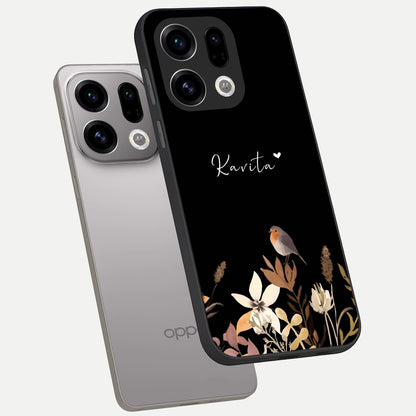  Quiet Garden Tune Custom Name phone case For Oppo Find X9 showing premium glass back cover with detailed artwork