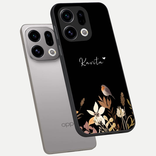  Quiet Garden Tune Custom Name phone case For Oppo Find X9 showing premium glass back cover with detailed artwork