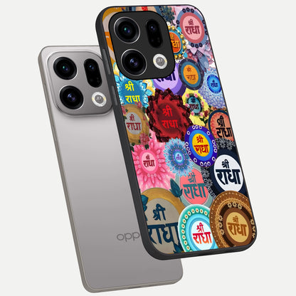  Radha Divine Bloom phone case For Oppo Find X9 showing premium glass back cover with detailed artwork