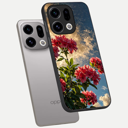  Red Bloom Skies phone case For Oppo Find X9 showing premium glass back cover with detailed artwork