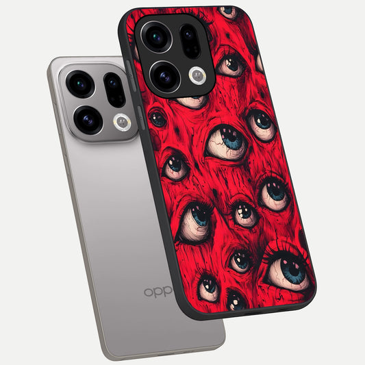  Red Eyes Pattern phone case For Oppo Find X9 showing premium glass back cover with detailed artwork