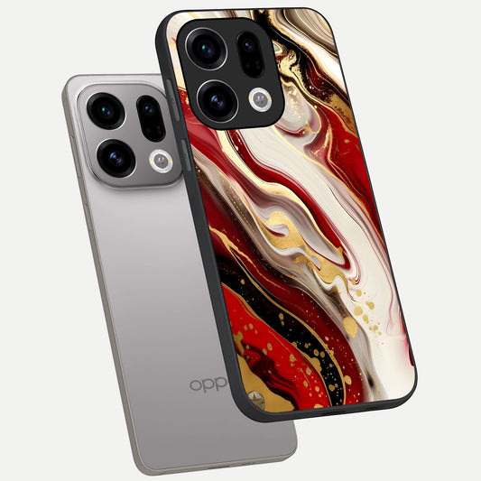  Red And White Marble phone case For Oppo Find X9 showing premium glass back cover with detailed artwork