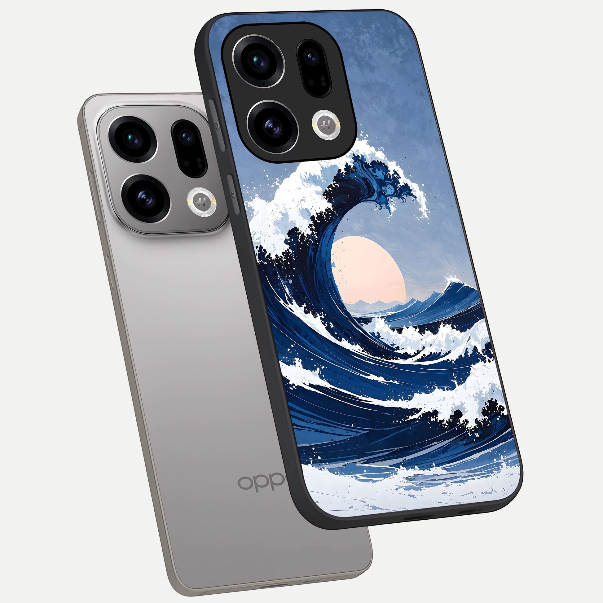  Rising Tide Power phone case For Oppo Find X9 showing premium glass back cover with detailed artwork