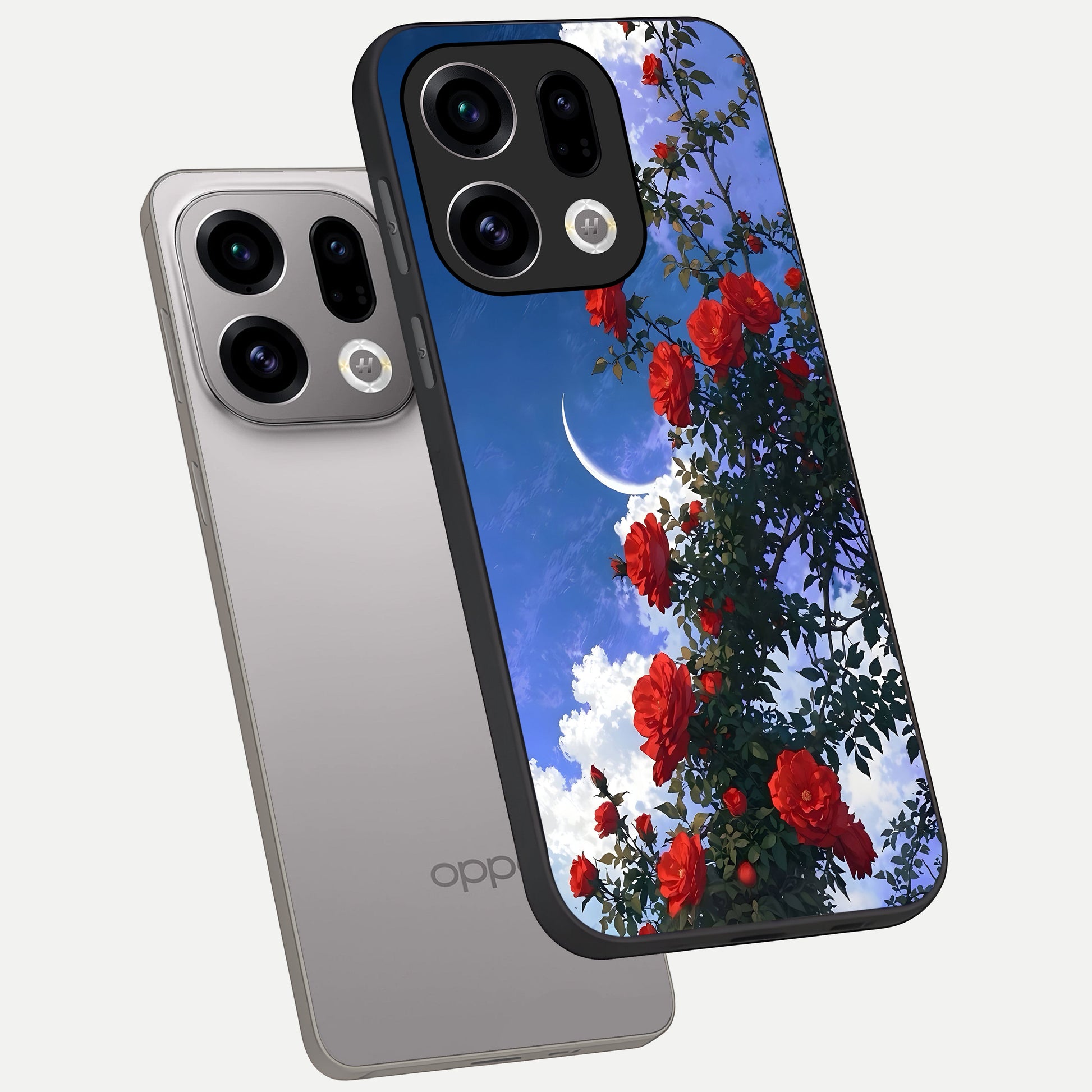  Rose Drift Flowers phone case For Oppo Find X9 showing premium glass back cover with detailed artwork