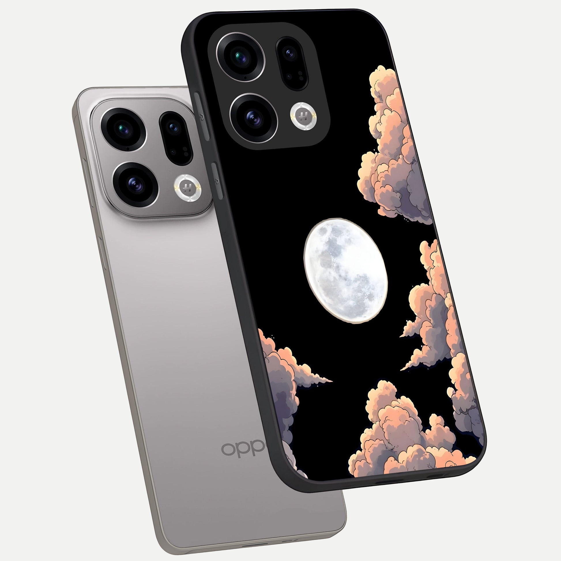  Shade Cloud Moon phone case For Oppo Find X9 showing premium glass back cover with detailed artwork