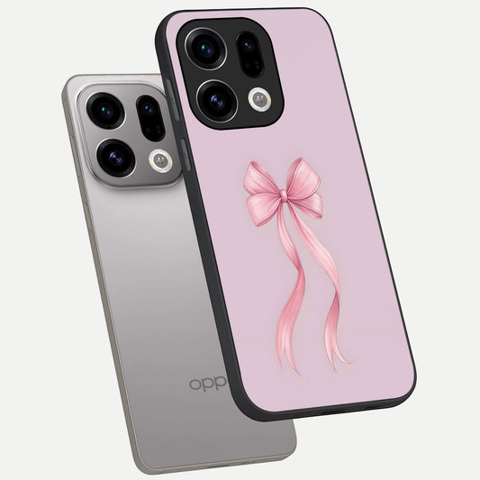  Soft Blush Bow phone case For Oppo Find X9 showing premium glass back cover with detailed artwork
