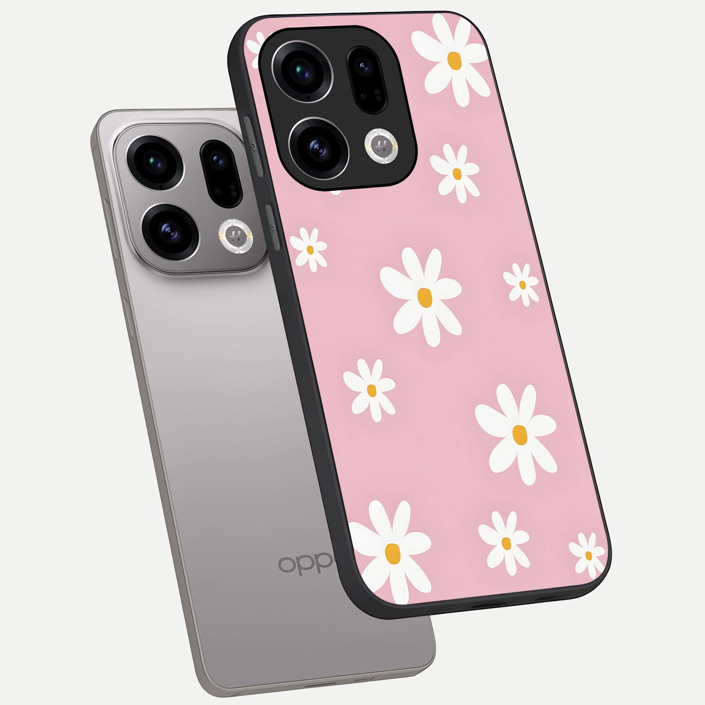  Soft Daisy Bliss phone case For Oppo Find X9 showing premium glass back cover with detailed artwork