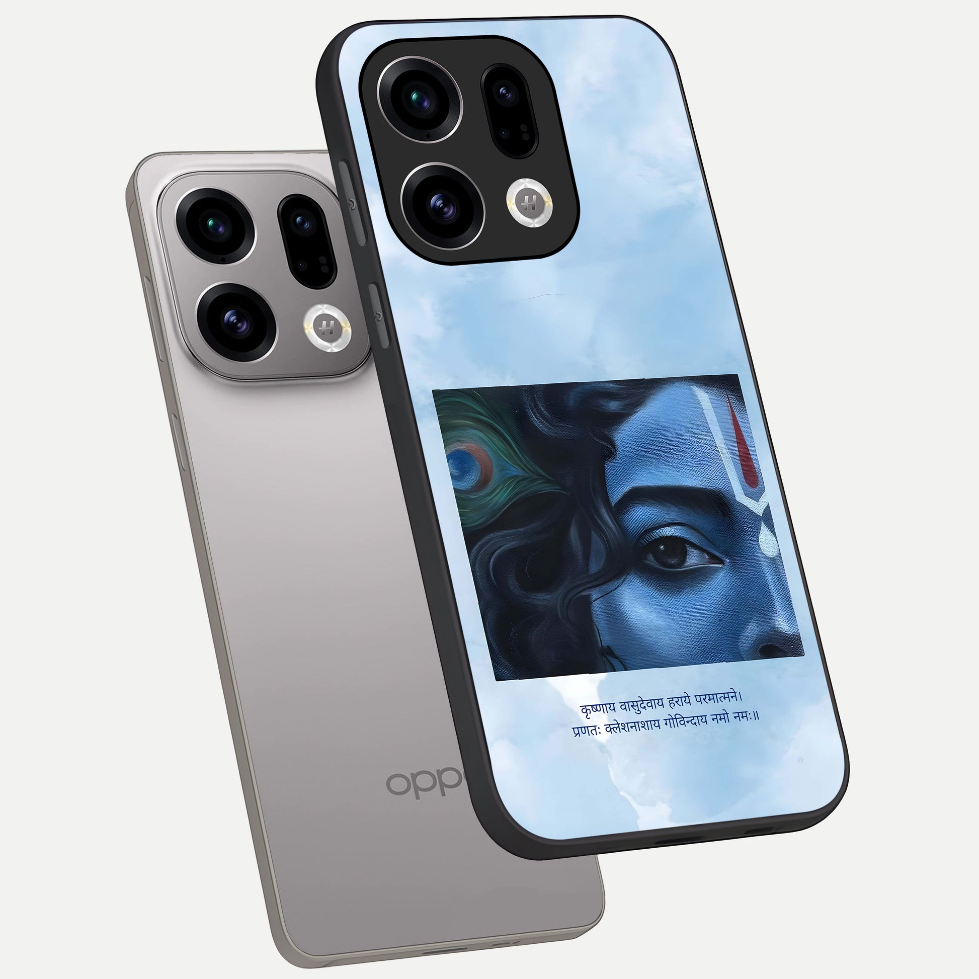 Spiritual Krishna phone case For Oppo Find X9 showing premium glass back cover with detailed artwork