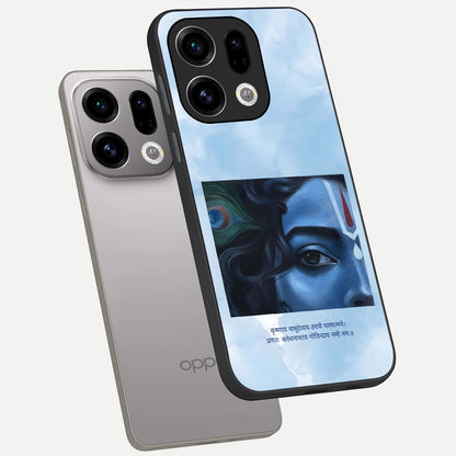  Spiritual Krishna phone case For Oppo Find X9 showing premium glass back cover with detailed artwork