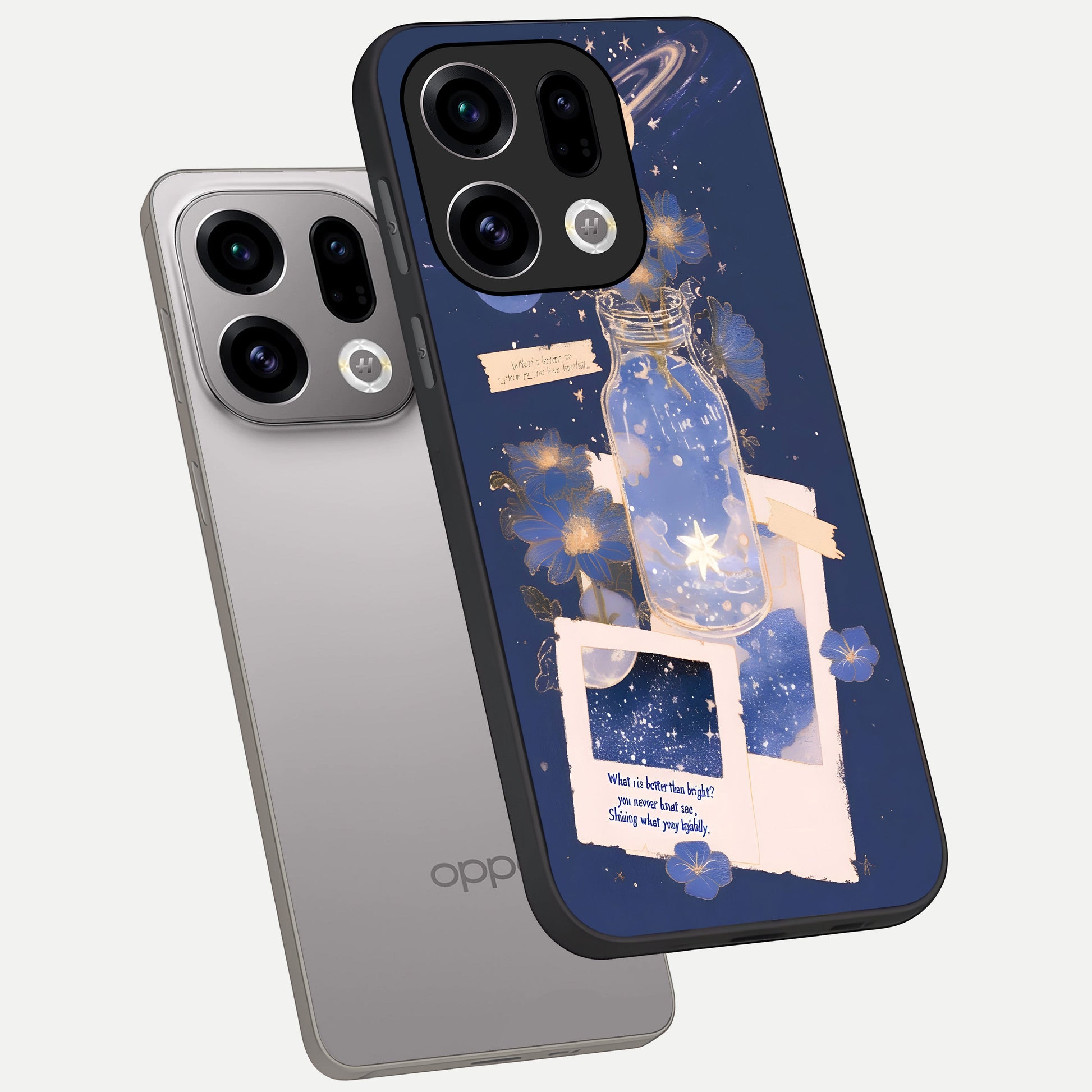  Starlit Cosmic Jar phone case For Oppo Find X9 showing premium glass back cover with detailed artwork