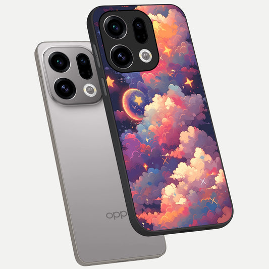  Starlit Dream Clouds phone case For Oppo Find X9 showing premium glass back cover with detailed artwork