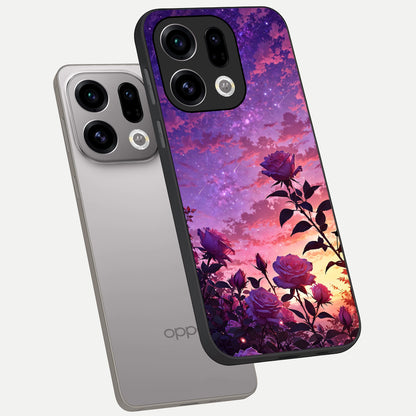  Starlit Rose Twilight phone case For Oppo Find X9 showing premium glass back cover with detailed artwork