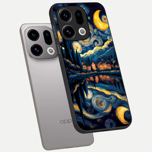  Starry Sky Serenity phone case For Oppo Find X9 showing premium glass back cover with detailed artwork