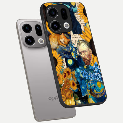  Sunflower Chic Mood Custom Name phone case For Oppo Find X9 showing premium glass back cover with detailed artwork