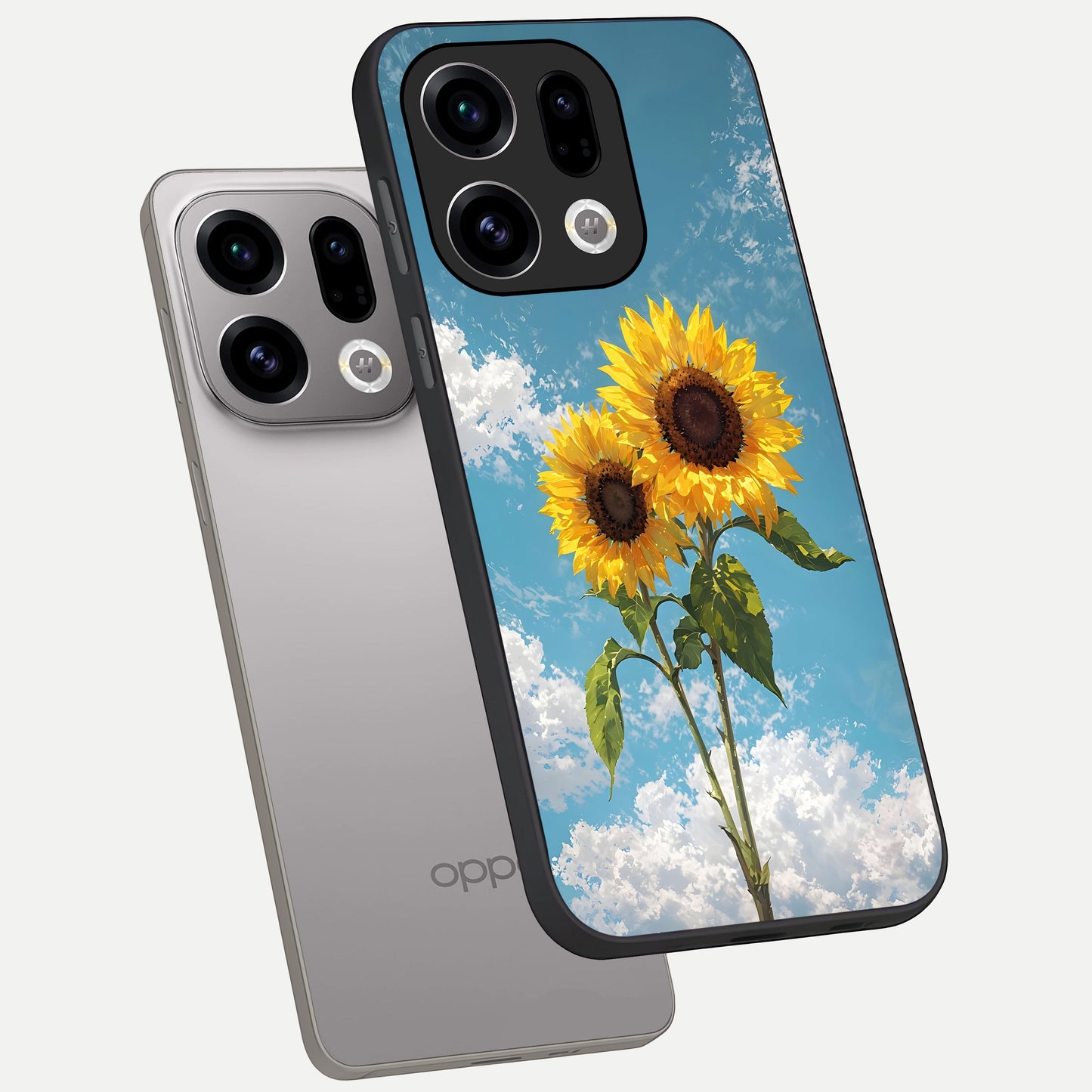  Sunlit Daisy Glow phone case For Oppo Find X9 showing premium glass back cover with detailed artwork