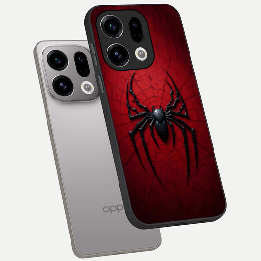  Superhero Web Emblem phone case For Oppo Find X9 showing premium glass back cover with detailed artwork