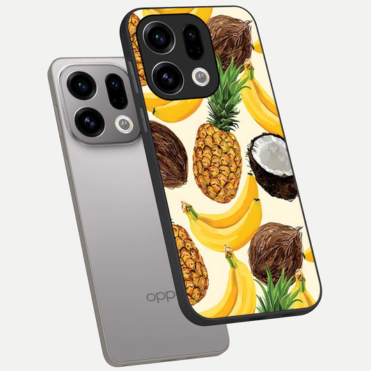  Tropical Fruit Mood phone case For Oppo Find X9 showing premium glass back cover with detailed artwork